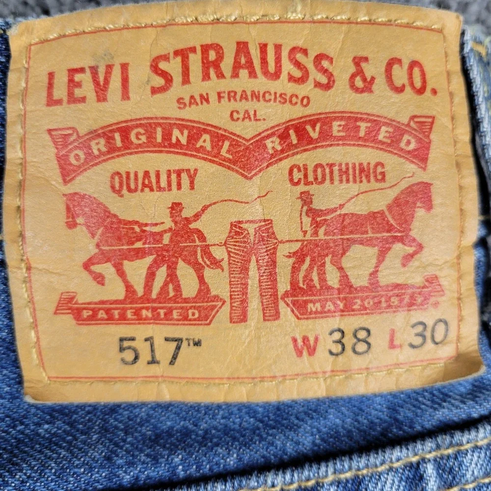 Levis 517 Jeans Mens 38x30 Blue Bootcut Medium Wash Mid Rise Workwear Denim